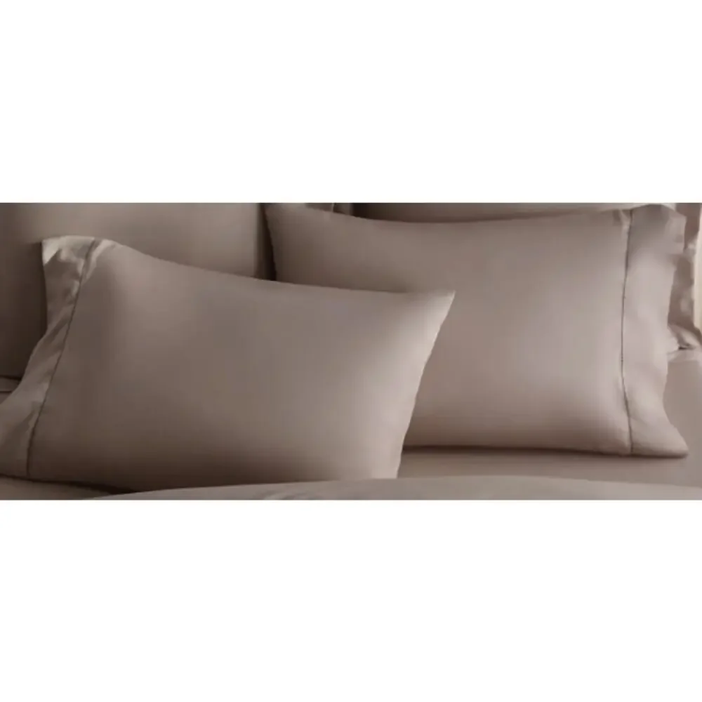 Quince Pillowcase  Set of  2 Signature Giza Cotton Sateen Pillowcase Stone NEW